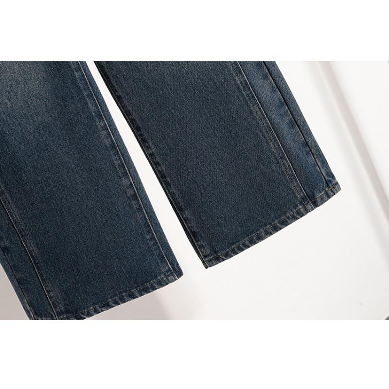 DIMANAF 2025 Plus Size Autumn Women Jeans Elastic Wide-leg Pants Denim Basic Blue High Waist Oversize New Pants 5XL