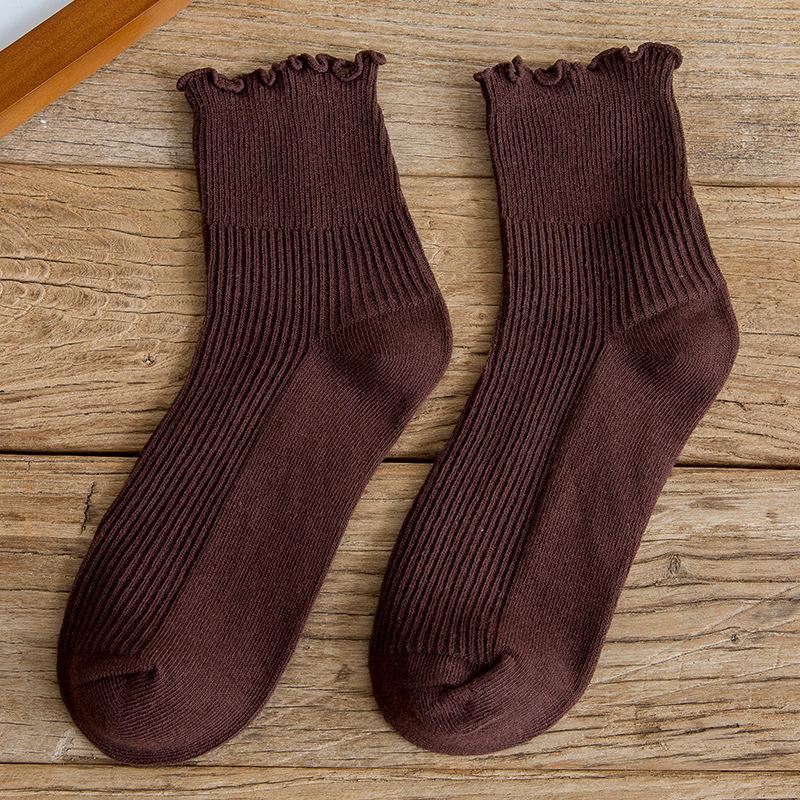 Solid Color Thin Harajuku Socks Spring Happy Women's Socks Cotton Colorful Kawaii Girls Fun Frill Riding Socks