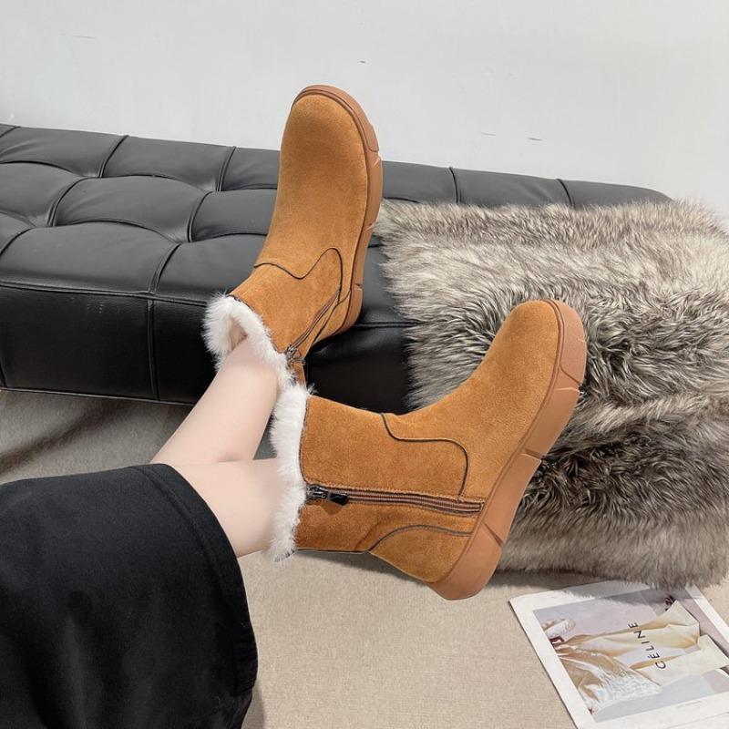 Large Size Snow Boots for Women's Autumn and Winter New Velvet Thickened Thermal Cotton Shoes Cotton Boots for Women