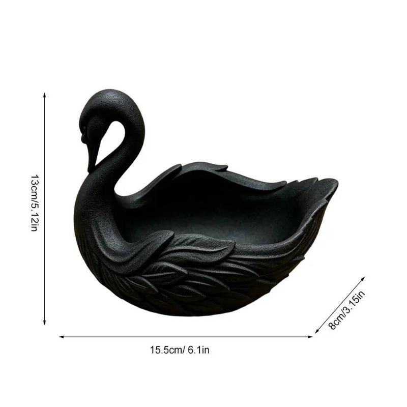 Swan Shaped Key Organizer Bowl Elegant Waterproof Storage Tray for Jewelry Ring Cosmetics Entryway Desktop Home Decor