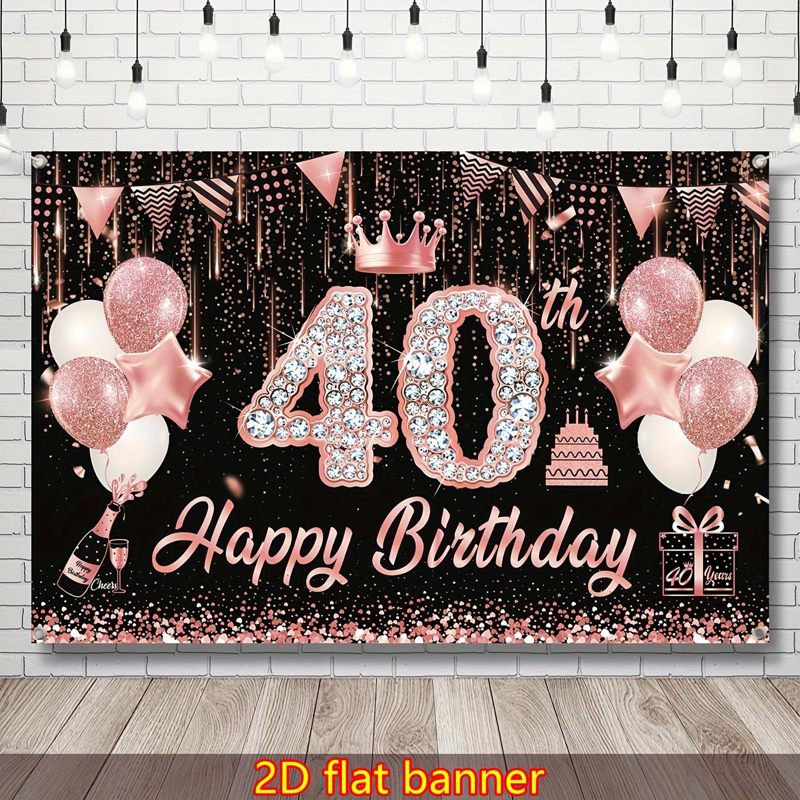 Rose-gold birthday backdrop and 40th birthday celebration decorations 100x150cm