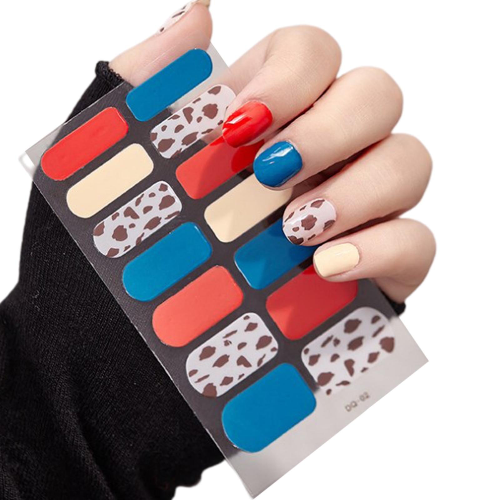 

Наклейки на смужки лаку для нігтів Блискучий плед Однотонні самоклеючі наклейки для нігтів Самоклеючі набори для малювання нігтів для жінок і дівчат 2