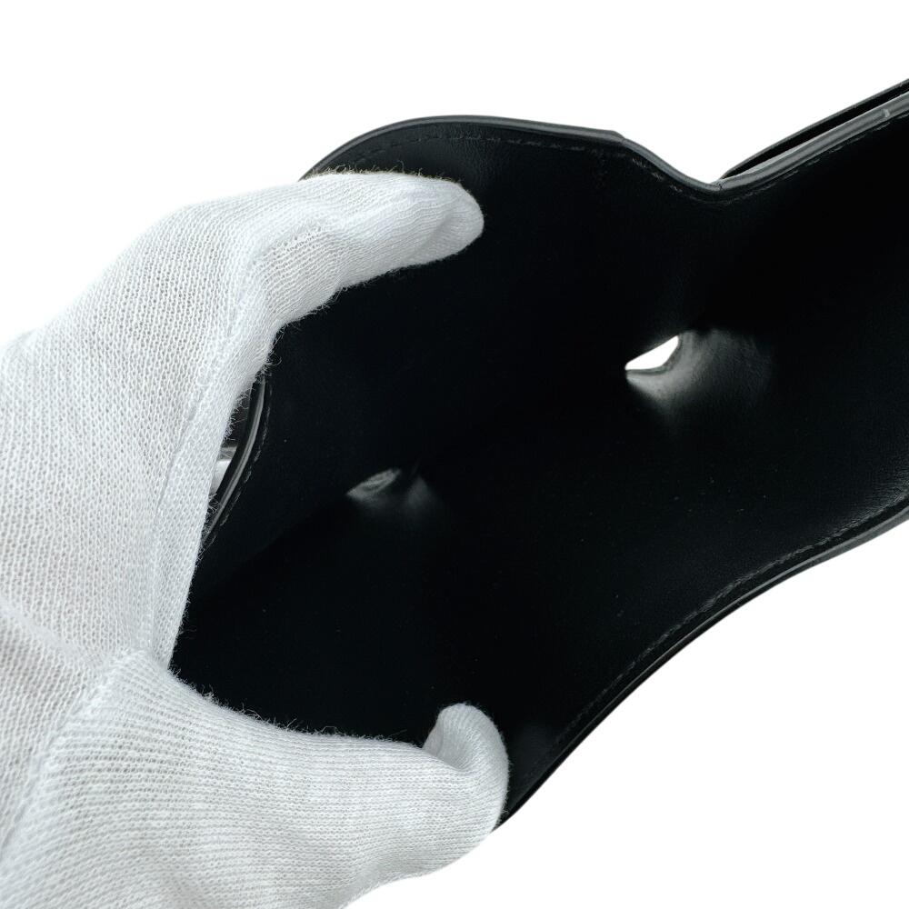 Loewe Cartera compacta anagrama cuero 6 compartimentos para tarjetas Plegable en tres partes cuero negro Usado