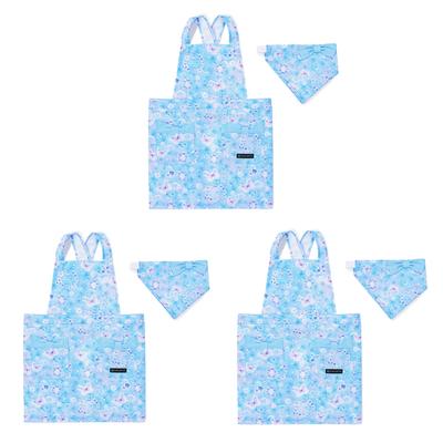 Back Cross Apron Water Repellent No Iron Moonlight Butterfly 3 Piece Set Girls Cute Kids Apron Triangle Scarf Set Kids Apron