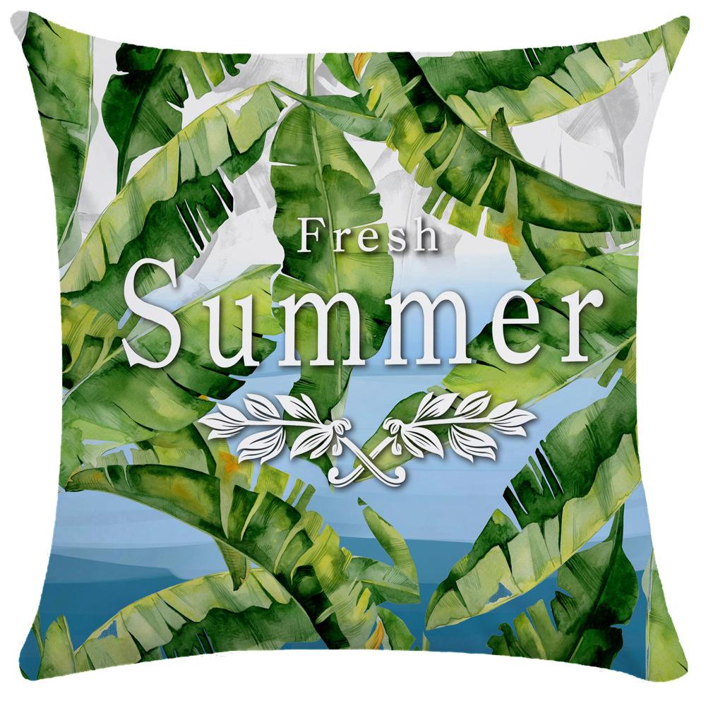 Palm Leaf Outdoor Cushion Cover Nordic Hand-painted Plant Pillowcase Soft Pillowcase Short Plush Pillowcase