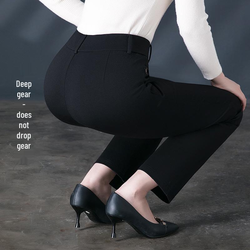 Jinbao Women's Autumn High-Waist Cotton Casual Straight Leg Pants for Middle-Aged and Elderly Moms, Plus Size Leggings.