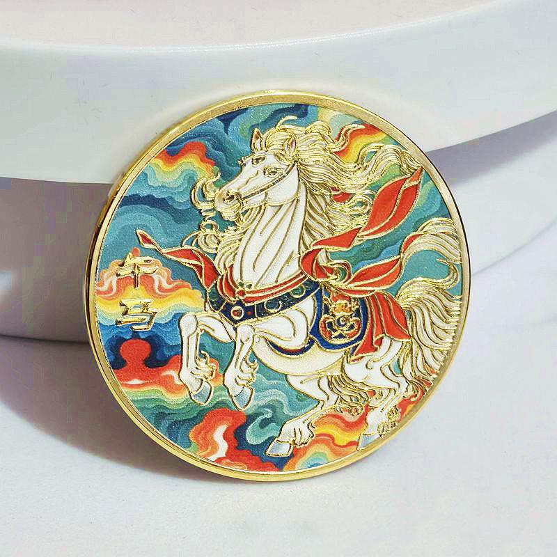 Coin Chinese 2026 12 Zodiac Horse Decoration Colored Commemorative Medal Year Of The Horse High Quality Decorative Coins Gift