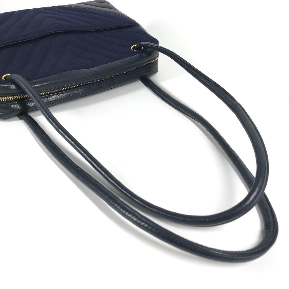CHANEL vintage Quilted shoulder bag Shoulder Bag Jersey / Leather Navy