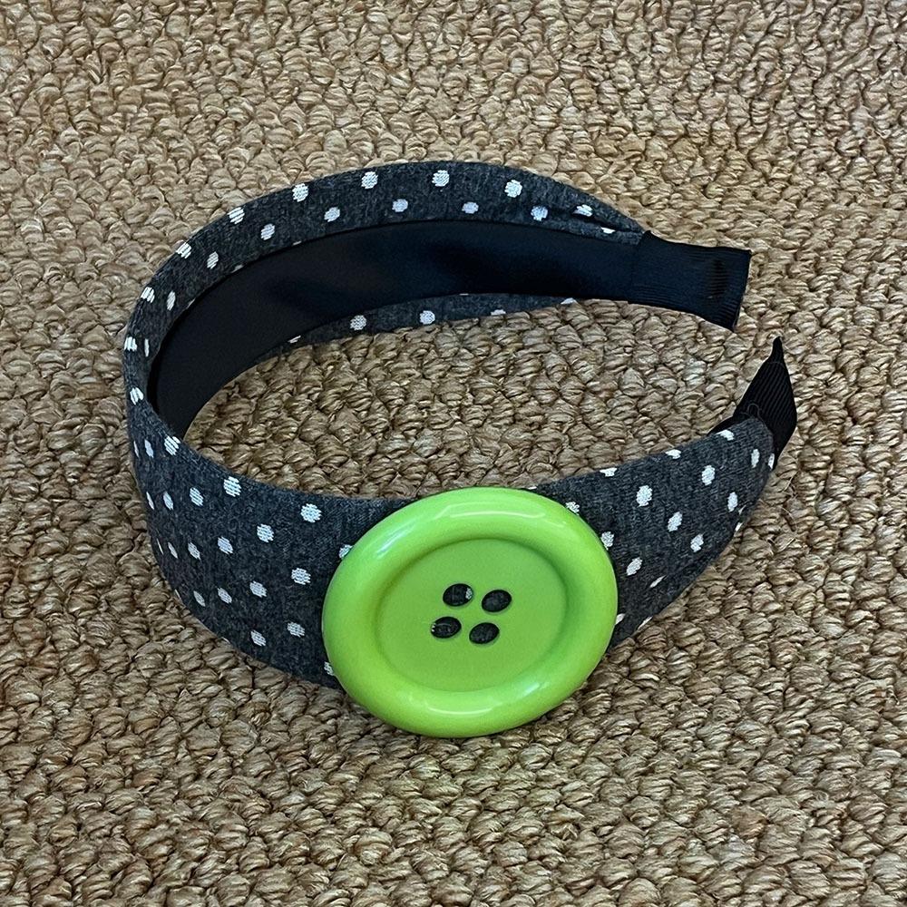 

Non-slip Teeth Women Hair Hoop Wide Hair Accessories Button Polka Dots Headband Women s Fashion сірий