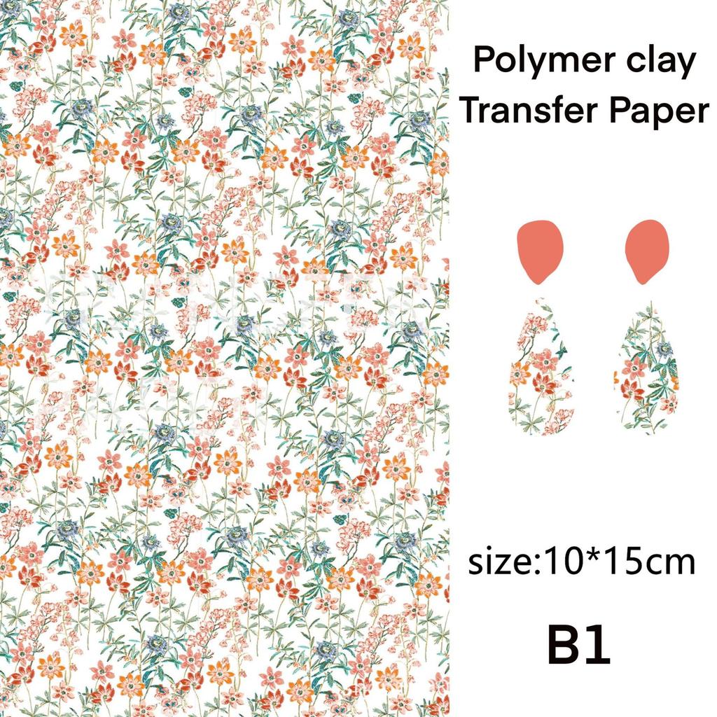 2 Stück weiches Keramik-Transferpapier der Serie „Naturblumen“ – geeignet für die Herstellung von handgefertigten DIY-Ohrringen und Schmuck