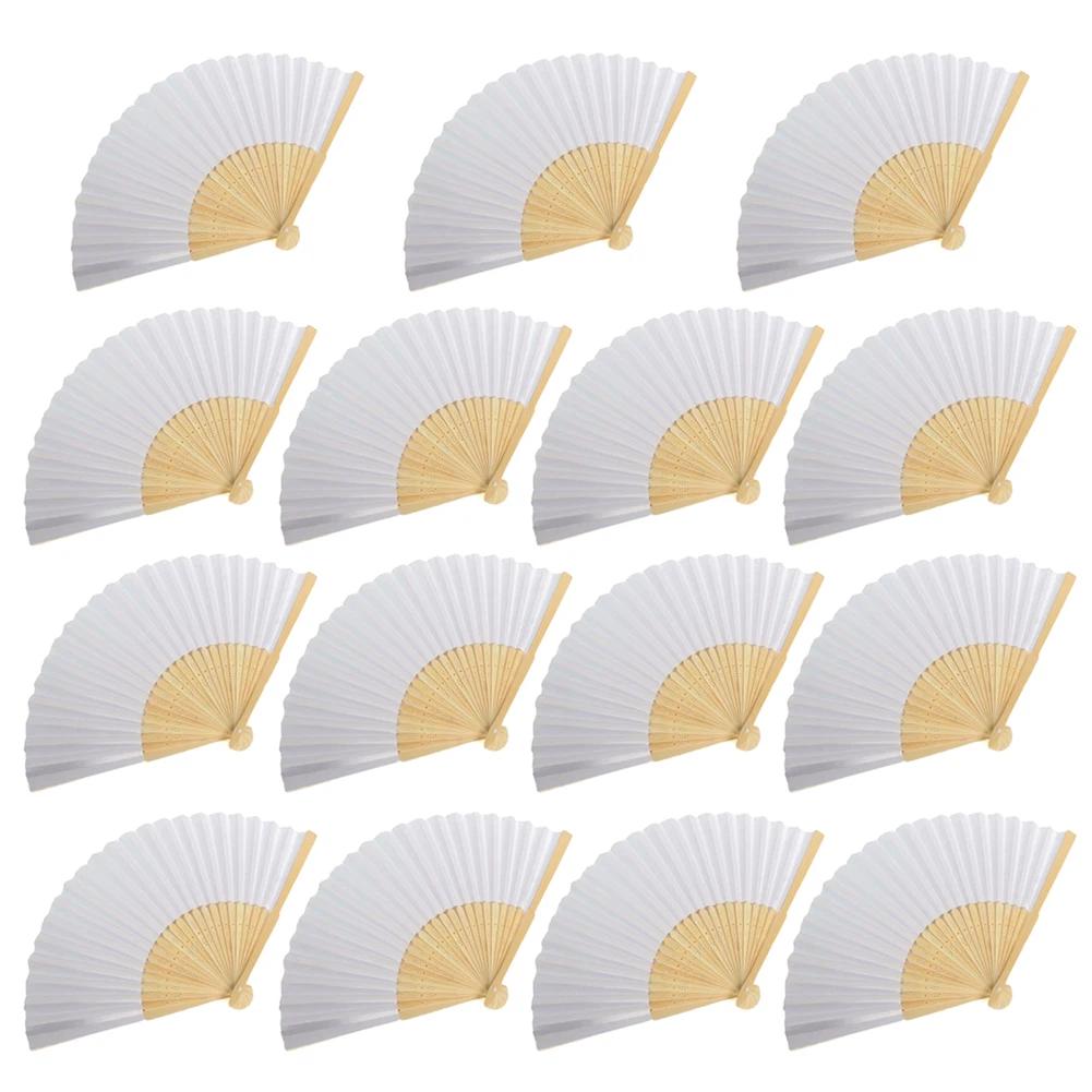 30-1pcs Blank White DIY Paper Bamboo Folding Fan Wedding Party Personalized Hand Practice Creative Fans for Calligraphy Drawing