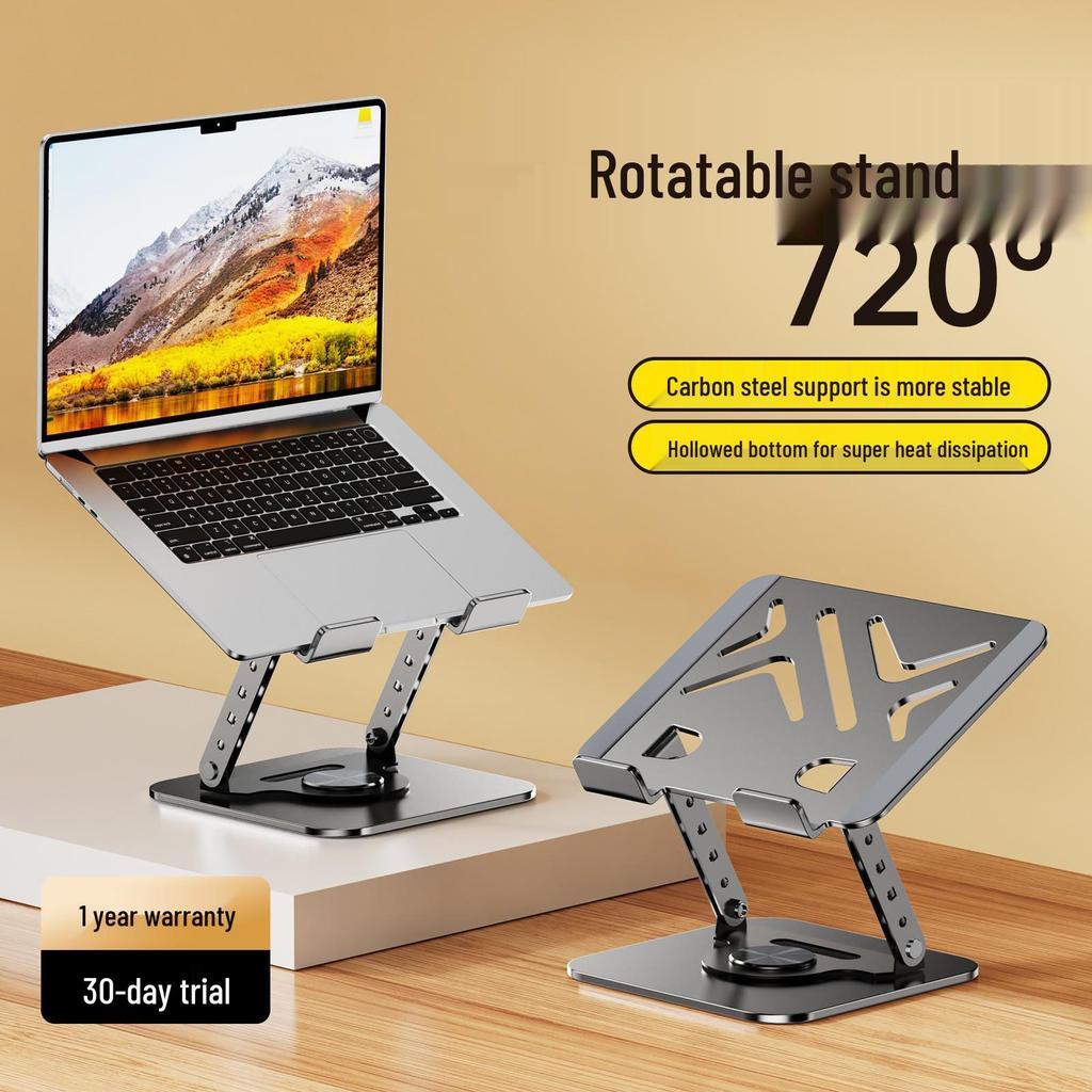 Adjustable Laptop Metal Stand with 360° Rotation and Telescopic Heightening Feature