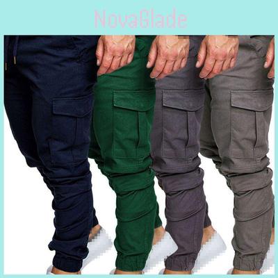 Comfortable Mens Urban Fashion Slim Fit Cargo Jogger Pants In Solid Colors For Casual Occasions