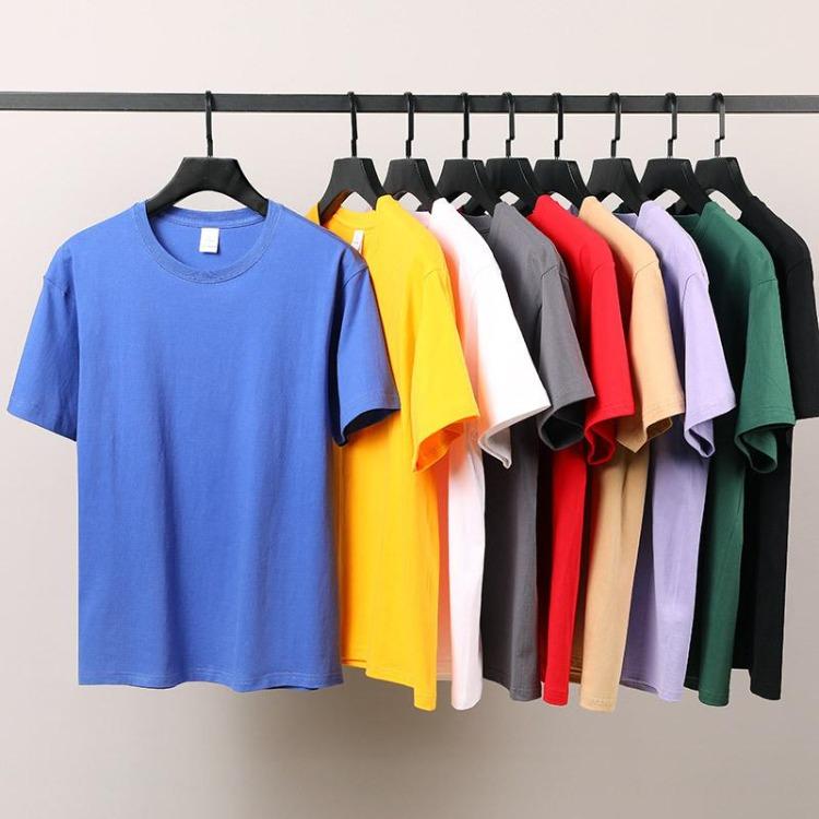Casual Summer Men T Shirt Round Neck Short Sleeve Solid Color Loose Couple Pure Cotton Breathable Top