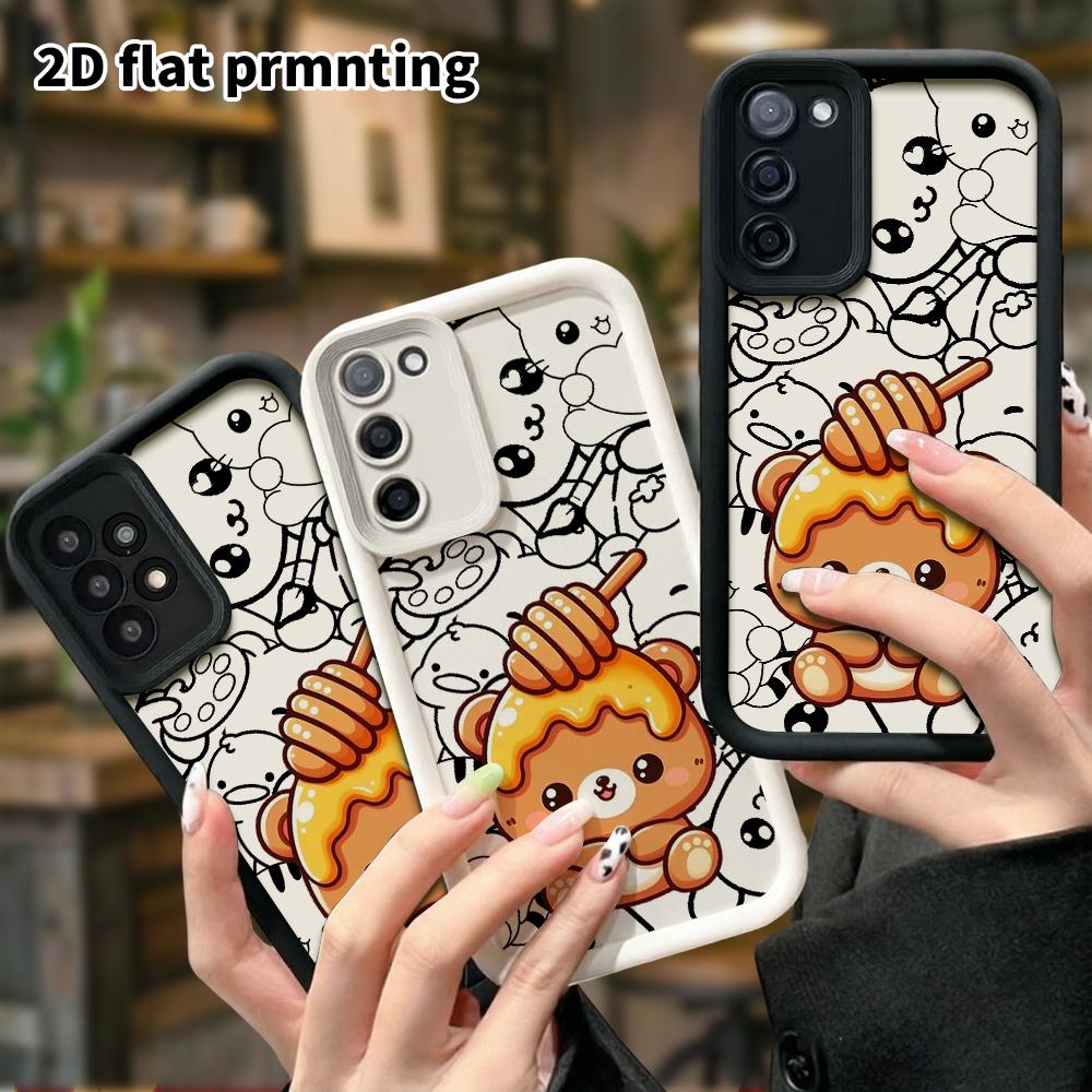 Phone case: 2D flat, suitable for Samsung Galaxy A34 A35 M05 M06 S20 S22 S21 FE Plus 5G protective case, honey bear, perfect Christmas and Halloween h
