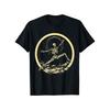 European Sizes Men's Graphic T-Shirt - Dancing Moon Skeleton Design, Black Short Sleeve Crew Neck Tee for Adults