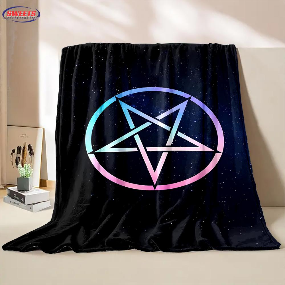 6 Size Warm and Cozy Flannel Blanket, Pentacle Symbol Goat Head Blanket, Sofa Bedroom Office Leisure Nap Cover Blanket,Nice Gift