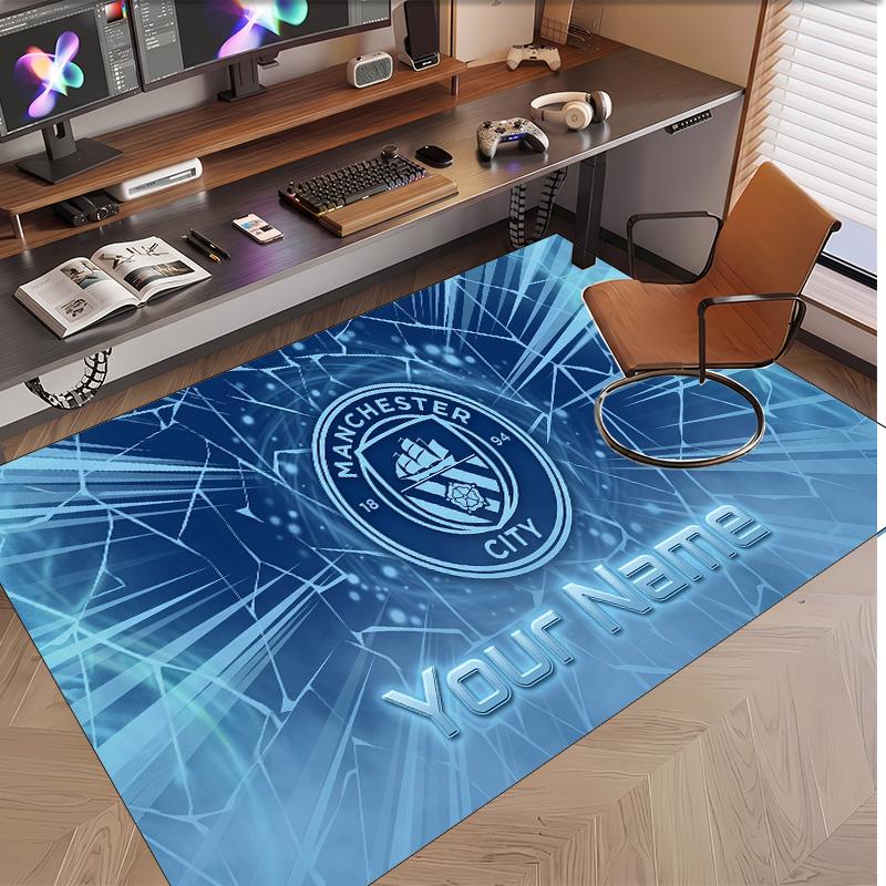 Personalized Crystal Velvet Carpet Manchester City Pattern Non Slip Floor Rug