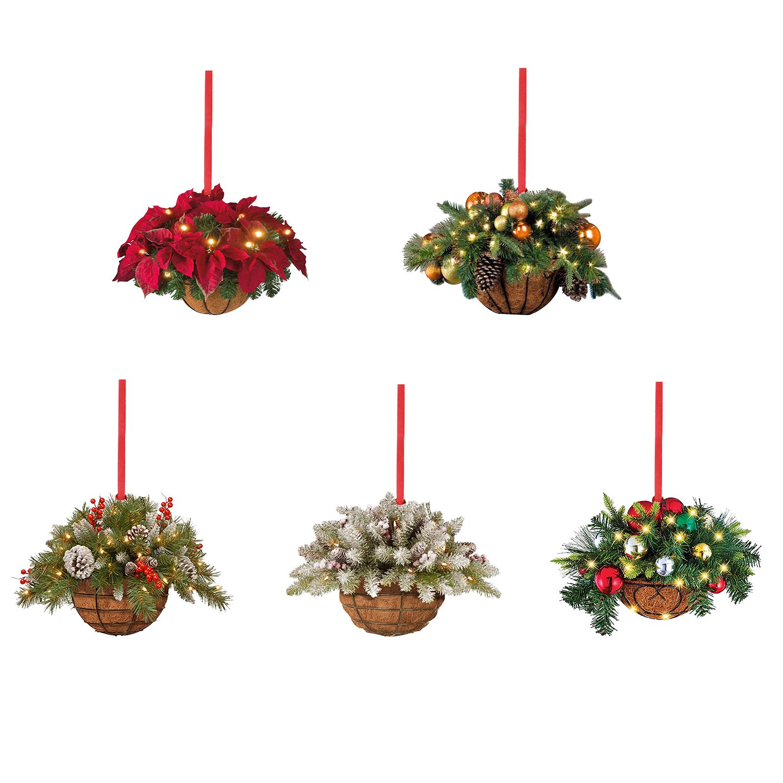 

Деревянная рождественская подвесная цветочная корзина, искусственная сосновая ветка, шишка, подвеска, 2023 XmasTree, украшения для дома, Новый год