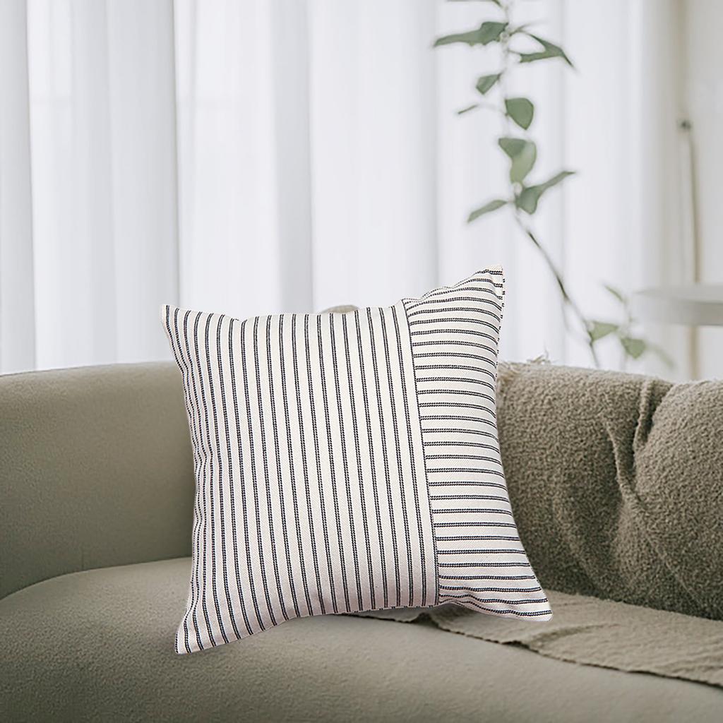 Solid Luxury Corduroy Striped Square Cushion Covers Soft Splicing Throw Pillow Covers for Couch Bed Chair Cushion Pillowcase
