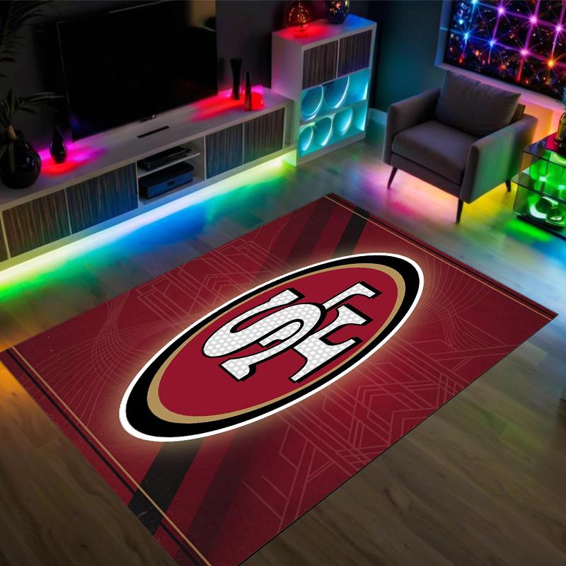 San Francisco 49ers Design Kristall Samt Teppich Gemütlich Nicht?Rutschfester Teppich mit Aufdruck für Schlafzimmer Wohnzimmer Eingang