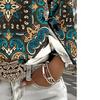 Lady Bohemian Retro Western Style Shirt with V-neck and Long Sleeves, Suitable for Casual Outfits and Vacations, Relaxed and Loose Shirt