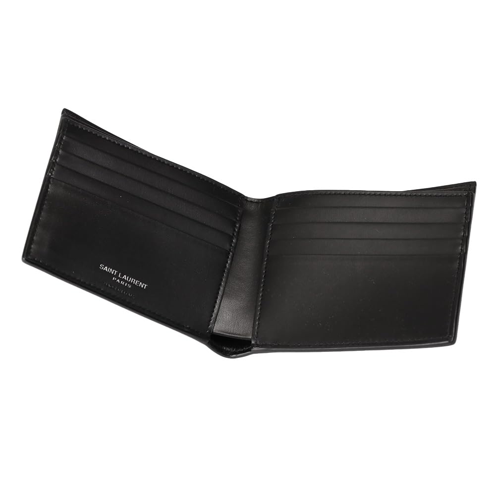 Saint Laurent Paris Tiny Cassandra Bifold Wallet, Black, Men's, 607727 1JB0E 1000 [Parallel Import]