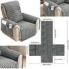Quilted Recliner Sofa Cover Waterproof Armchairs Slipcovers Dogs Pets Kids Anti-Slip with Side Pockets Elastic Strap Protector