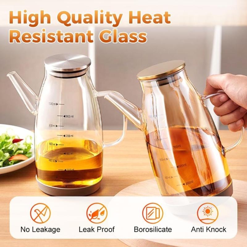 Tropffreier Rostfreier Stahl Glas Ölspender Auslaufsichere Küchenölflasche Zum Kochen Essig Sojasauce Mit Weiten Öffnungen Leichte Reinigung