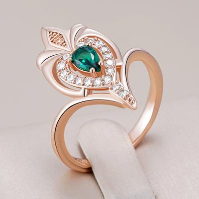 Couleur Or Rose Ethnique Mariée Pour Femmes Fleur Cristal Zircon Naturel Vert Accessoires Quotidien Fin Vintage Bijoux