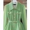 Lente/Zomer Dames Overhemd Effen Kleur Enkelrijig Lange Mouwen High-End Chic Tops Dames Blouse Dames Overhemd Groen