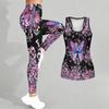 Schmetterlings-Print Yoga-Outfit für Damen Mode Trainings-Leggings Fitness Sport Lässiges Yoga-Set Sportanzug