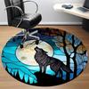 1pc Moon Wolf Office Round Area Rug, Under Office Chairs Bedroom Living Room Home Decor, Room Deco, Available in Various Sizes