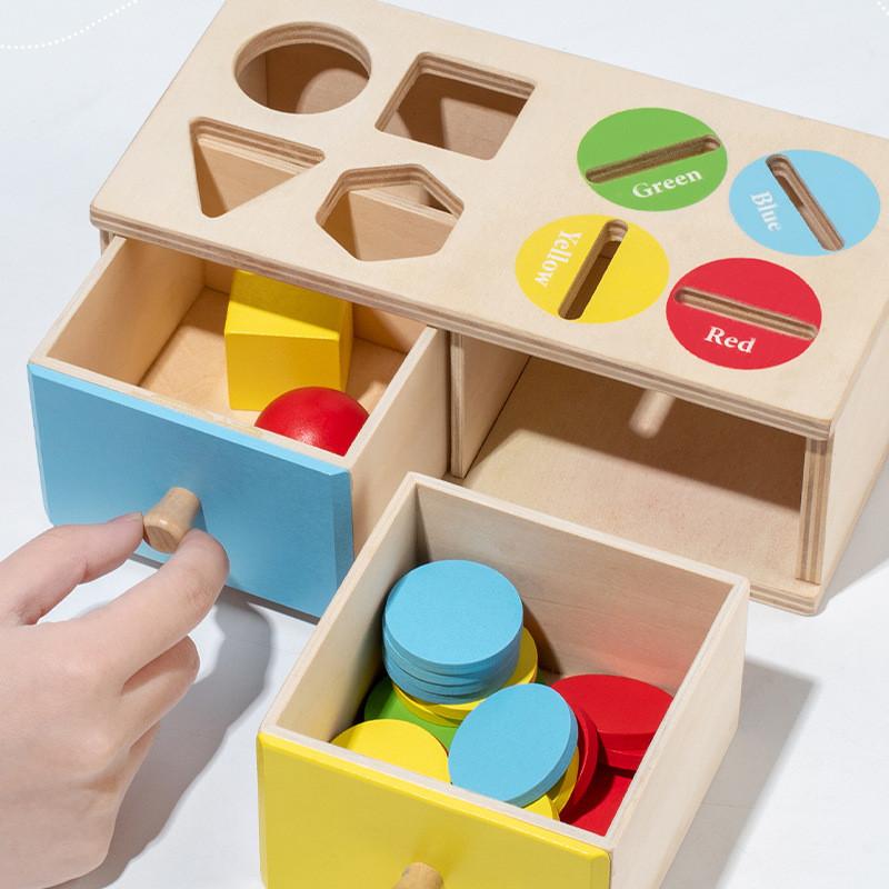 

Wooden Kids Geometric Coin Box With Color Matching And Cognitive Learning Toy