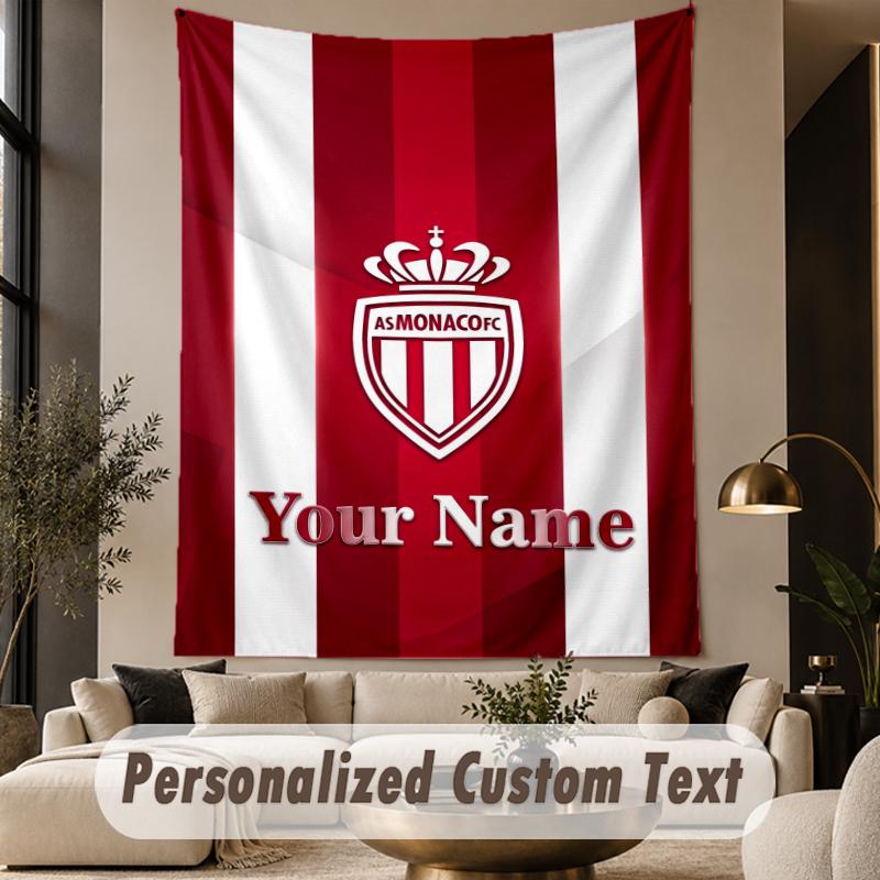 Custom Text Tapestry Monaco FC Print Wall Tapestry Indoor Living Room Wall Decor
