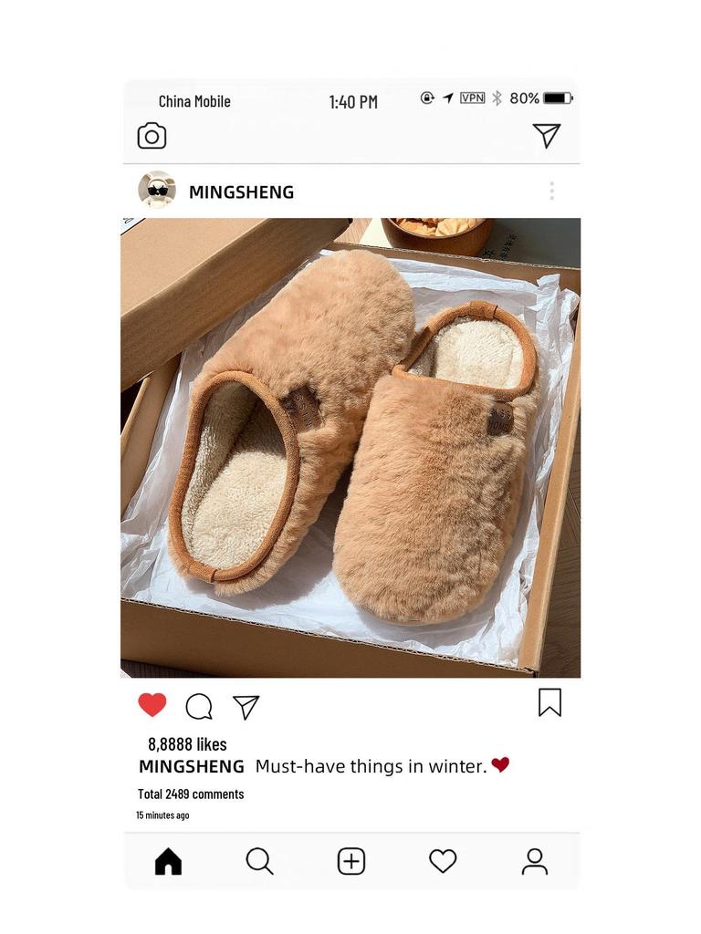 2025 Autumn/Winter Warm Plush Cotton Floor Slippers - Solid Color Home Comfort for Postpartum