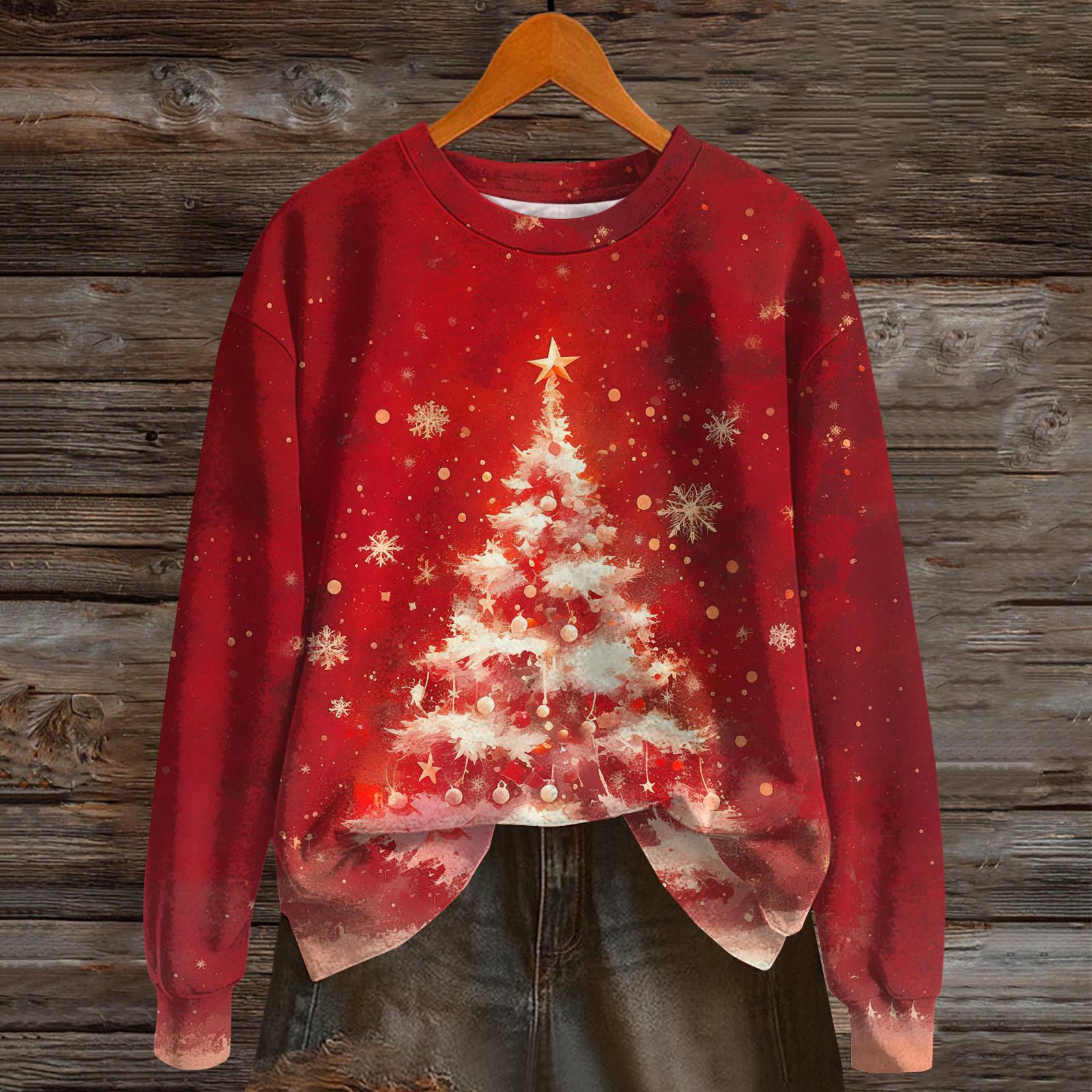 

Женская мода с длинным рукавом, рождественский принт «Снеговик-снежинка», куртка, кардиган L красный