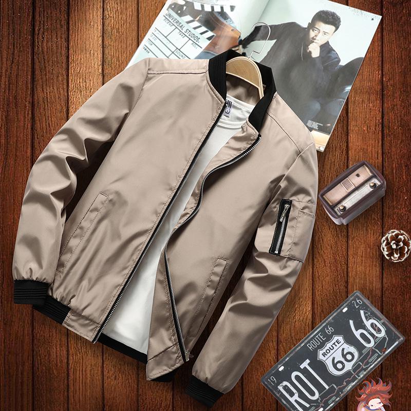 

2023 Spring Korean Style Men s Thin Jacket - Long Sleeve, Urban Stand Collar, Casual and Fashionable 5XL хакі