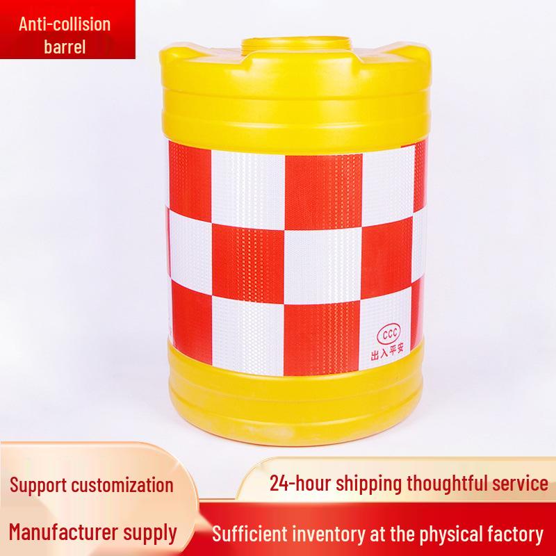 Reflective PE Traffic Barrier: Water-Fillable, Cylindrical, Large Capacity, Anti-Collision Barrel.