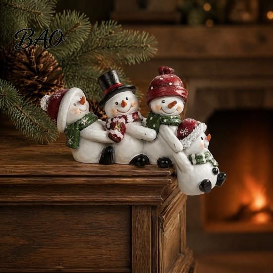 Indoor Festive Window Displays Christmas Table Edge Sitter Figurine, Tug of War Hanging Character Decor, Snowman Humorous Xmas Party Favors