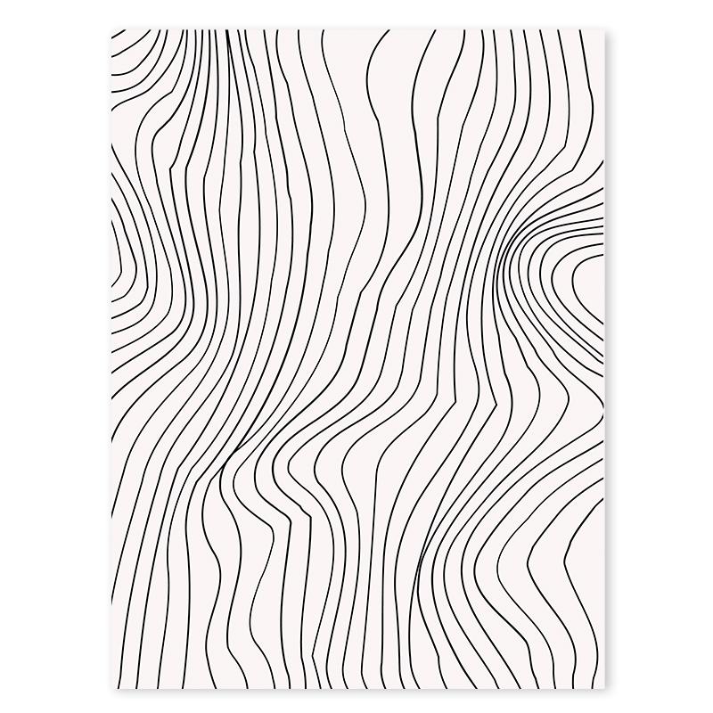 Portrettkunst Linjekunst Veggkunst Abstrakt Fargeblokk Bladplakat Svart og Hvitt Nordisk Lerretsmaleri For Stuedekorasjon