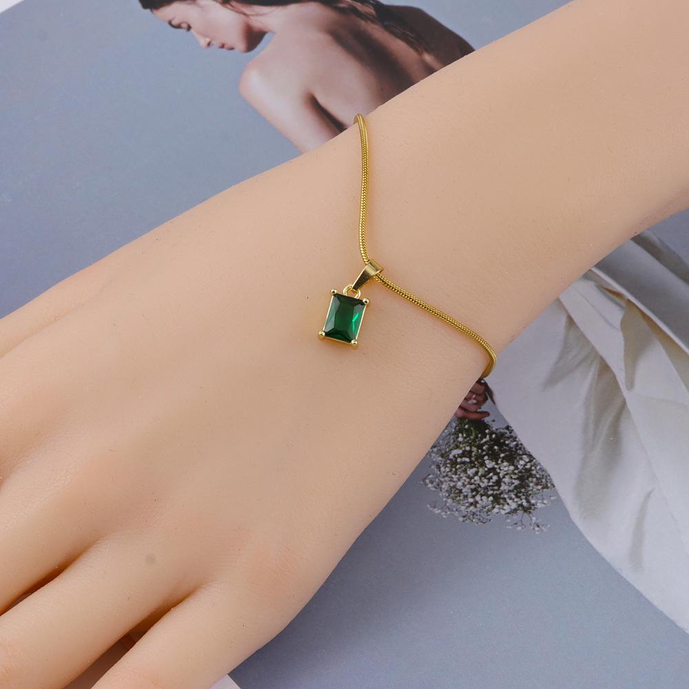 Crystal Zirconia Square Diamond Necklace, Bracelet & Earrings Set in Women's Titanium Steel Clavicle Chain Jewelry