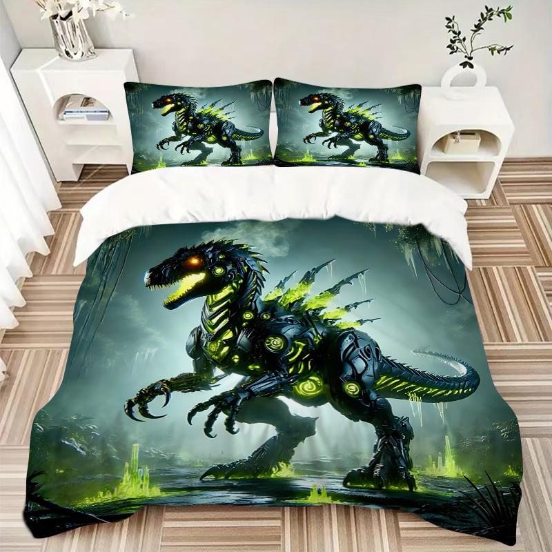 3pcs Bedding Set DinoBot Cyberdinosaur Includes 1 Comforter + 2 Pillowcases, Without Pillow Inserts, Soft Comfortable, Lightweight Breathabl