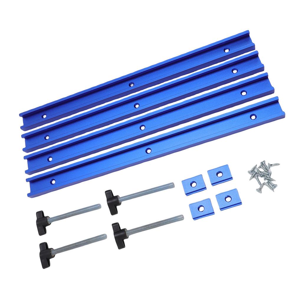 T Slot Guide Rail Set Aluminum Alloy 400mm Sliding Rails and M8 Sliders for Woodworking Press Plate