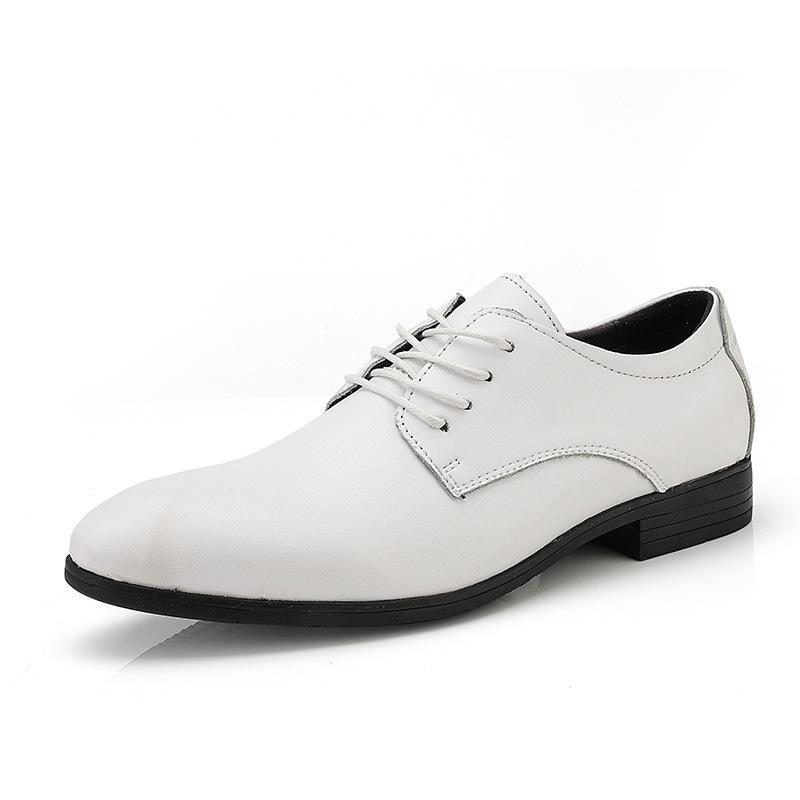 Men's British Style White Leather Shoes for Weddings and Business - Casual, Large Size, Perfect for Piano Performance