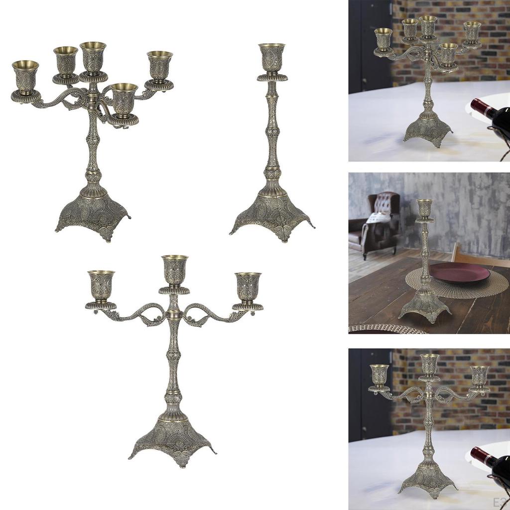 Tapered Candle Holder Candelabrum Club Farmhouse Zinc Alloy Ornament Stand Candlestick for