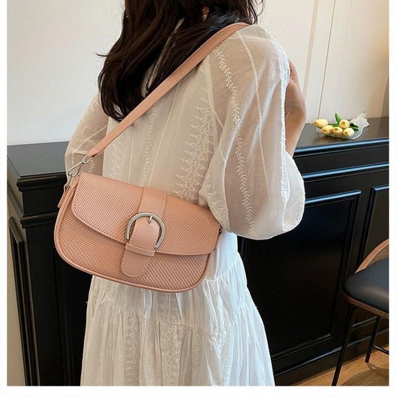 

Pink Super Hot Small Bag Women With High-end All-match Light Luxury Niche Commuter Single-shoulder Slung Saddle 24x5x15 розовый