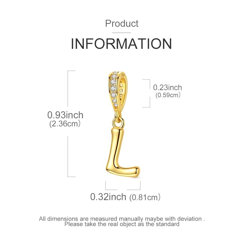 Copper Golden Letter L Charms Fit Original Bracelet Making Gift For Woman Jewelry Diy Fashion Pendant