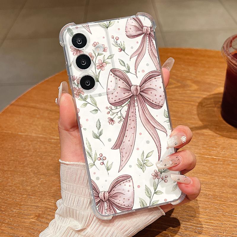 

Розовый Чехол с Бантиками для Samsung Galaxy S26 S25 S24 Ultra S23 S22 Plus S21 FE A54 A15 A25 A35 A55 A16 A26 A36 A56 A17 A37 A57 5G Прозрачный Мягкий Чехол Samsung S22 прозрачный