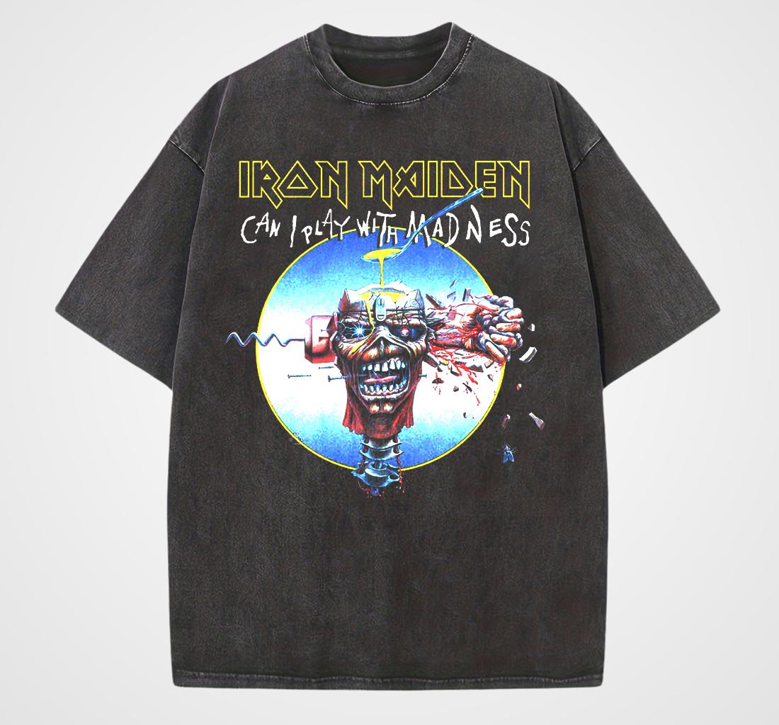 

Винтажная футболка LRON Maiden Iron Lady с эффектом варки для мужчин и женщин, американская ретро-стиль, варка, хип-хоп, уличная, короткий рукав, трендовая 4XL